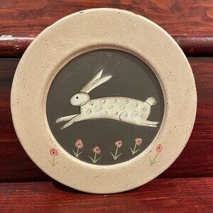 Donna White Primitive Bunny Decorative Plate